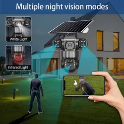 2MP+2MP+2MP Telecamera a energia solare con doppia luce WiFi 4G Monitor intelligente con condivisione remota