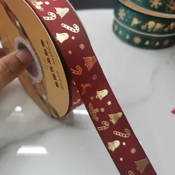 Weihnachtsbänder Polyester Satinband Geschenkverpackungsband mit Frohe Weihnachten Muster