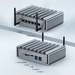 Módulo Hystou Embutido Sem Ventoinha WiFi 4G DDR4 4LAN Computador de Mesa Mini PC à Prova de Poeira e Água