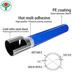 Hardware Od 28mm Tubo de Aço Revestido de Plástico para Sistema de Prateleira de Armazenamento, Prateleira de Fluxo, Junta de Tubo