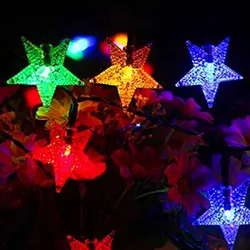 Solarbetriebene Lichterkette Sternform Weihnachtslichterkette