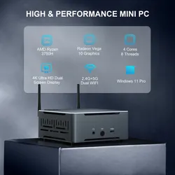 히스투 강력한 윈도우 10 11 리눅스 게임 고속 미니 PC USB2.0 USB3.0 듀얼 디스플레이 R5 5600u 임베디드 컴퓨터