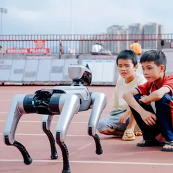 Cachorro robô programável de quatro patas com controle remoto, carregamento rápido e controle de voz para Android