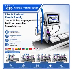 7 Zoll Android Touchpanel Global Mehrsprachiger Thermo-Inkjet-Drucker 1-4 Druckköpfe Codiermaschine für Montagelinien