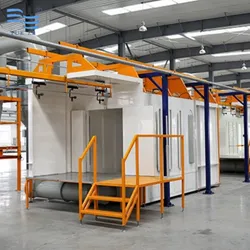 Automatische Pulverbeschichtungsanlage mit schwerem Überkopf-Hängebahn und Pulversprühkabine Pulverbewirtschaftungssystem