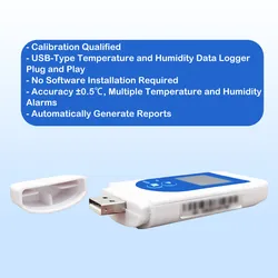 Registratore di dati su temperatura e umidità con reportistica in PDF collegata al computer per camper