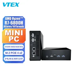 Computador Mini Portátil Compacto Profissional R7-6800h DDR5 RAM Dual M. 2 SSD RJ45 Tipo-C Função Completa
