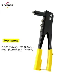Pistola de Rebites, Ferramenta de Rebites Prática, Rebitador Manual Profissional, Ferramenta Manual de Rebitagem para 2.4mm-4.8mm Rebites