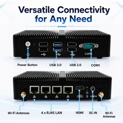 Ordinateur J5005 embarqué, 4X 2.5g LAN RJ45 Mini PC pour routeur