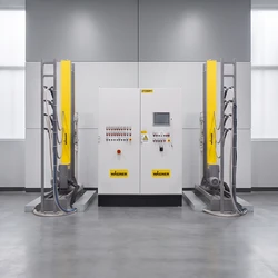 Linha de revestimento em pó para barreiras rodoviárias com sistema de controle PLC