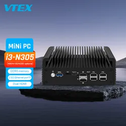 Günstiger Win Dows Mini Desktop Computer mit eingebautem lüfterlosem Computer, lüfterloser eingebetteter Box, industrieller Mini-PC mit 6xrj45