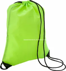 OEM maßgeschneiderter Logo-Druck Polyester Nylon Werbe schwarze Zugbeutel Taschen Fabrik