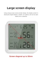 Minco Home Großer Bildschirm Smart Tuya WiFi Temperatur- und Feuchtigkeitssensor mit Hintergrundbeleuchtung