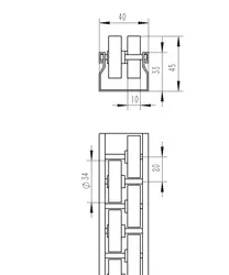 Trilho Deslizante de Rolos Galvanizado Placon para Sistema de Armazenamento de Tubos 28mm
