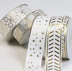 Benutzerdefinierte 2cm Grosgrain-Band Goldband Schleife DIY Geschenkbox dekoratives Polyesterband