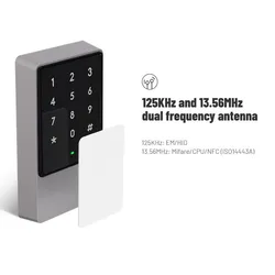 IP65 ระบบควบคุมการเข้าถึงประตูโลหะที่มีหน้าจอสัมผัสและเครื่องอ่านการ์ด RFID แบบกันน้ำและความถี่คู่