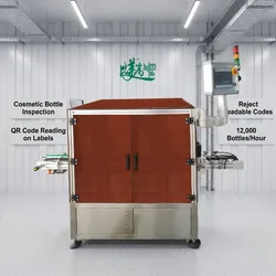 Automatische Sichtprüfmaschine für kosmetische Rundflaschenetiketten, QR-Code-Lesung, Produktionsdatumskontrolle, fehlerhafte Ablehnung, QR-Datensammlung