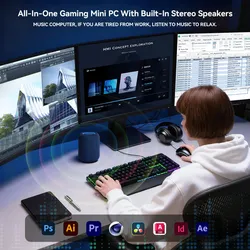 Host Mini PC AMD Ryzen R7 8745HS 7840HS 7735HS para Escritório em Casa, Sistema de Computador Mini para Jogos