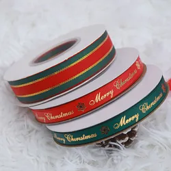 Weihnachtsbänder Polyester Satinband Geschenkverpackungsband mit Frohe Weihnachten Muster