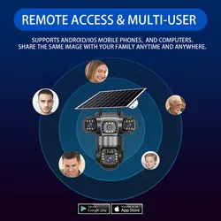 2MP+2MP+2MP Telecamera a energia solare con doppia luce WiFi 4G Monitor intelligente con condivisione remota