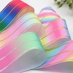 Polyesterseide leichter Farbverlauf Regenbogen Grosgrainband DIY Bastelband Verpackungsband