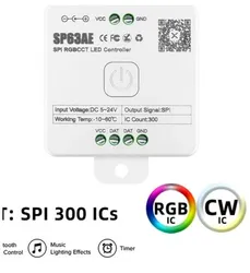 Sp63ae Spi Rgbcct adressierbare LED Magic Color Streifenlicht Controller DC5-24V Smart Bluetooth Musik Pixel Dimmer RF Fernbedienung Panel