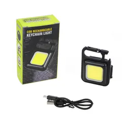 Multifunktionales tragbares USB-ladefähiges COB-Arbeitslicht Inspektionslicht Camping Mini-LED-Taschenlampe Schlüsselanhänger-Taschenlampe