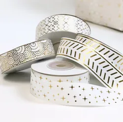 Benutzerdefinierte 2cm Grosgrain-Band Goldband Schleife DIY Geschenkbox dekoratives Polyesterband