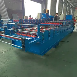 Máquina de conformação de rolos personalizada premium de camada dupla para fabricação de coberturas trapezoidais