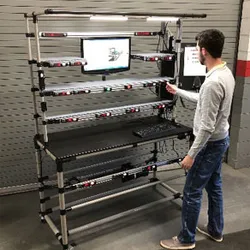 Rack di stoccaggio industriale con pista a rulli regolabile in altezza e tubo rivestito