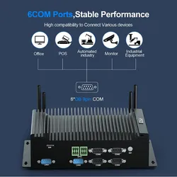 Hystou Fabrik Günstig 6COM Anschlüsse Computer Fanless Can-Bus Mini PC