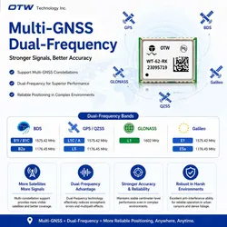 WT-62-RK Módulo Gnss Rtk de Dupla Frequência 1cm Plus 1ppm com Nmea Rtcm para UAV