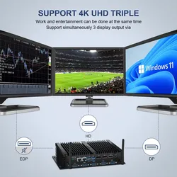Mini PC industriel embarqué sans ventilateur Hystou Core I7 3 Affichage