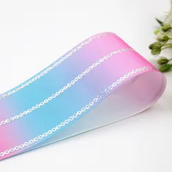 Polyesterseide leichter Farbverlauf Regenbogen Grosgrainband DIY Bastelband Verpackungsband