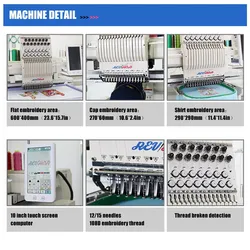 Automatische Neue 12/15 Digitale Hochgeschwindigkeits 1200 U/min Computerisierte Kappenstickmaschine