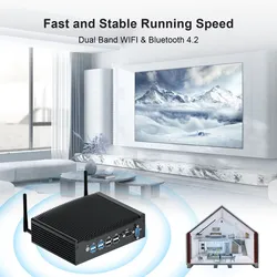 Ordinateur tout-en-un industriel Hystou pour le contrôle d'opérations d'automatisation, ordinateur embarqué robuste sans ventilateur DDR4 bureau à double LAN USB2.0 USB3.0 mini PC