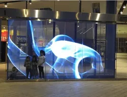 Einfache hängende Installation transparenter LED-Bildschirm für Innen- und Außenfensterverwendung, durchsichtiger LED-Display