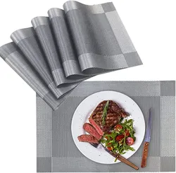 Tapetes de mesa em PVC resistentes ao calor, retangulares e laváveis