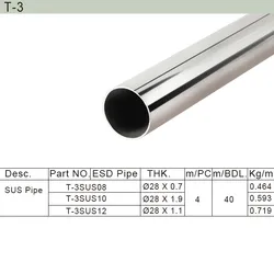 Tubo Sem Costura de Aço Inoxidável para Sistema de Suporte de Tubos (T-3)