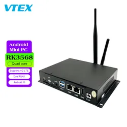 Computador Mini Industrial Barato Rk 3568 4G Computador de Mesa Android Fanless Mini PC com Slot para Cartão SIM