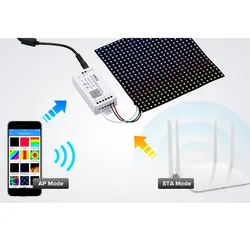 Sp801e WiFi Art-Net Magischer LED-Controller LED-Matrix-Panel-Modul Ws2812b Ws2811 Lichtstreifen Drahtlose Steuerung iOS Android DC5-24V