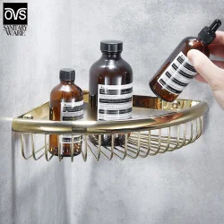 Badezimmer-Dreieckregal Badezimmer Wandhängendes Eckregal Duschraum Doppeltes Eckregal Kupfernetzkorb Aufbewahrungsregal