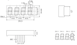 0.4 인치 4 숫자 7 세그먼트 LED 디스플레이