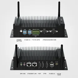 Máy tính để bàn mini Hystou RS232 Gpio Card đồ họa Intel UHD Dual LAN Máy tính vi mô không quạt