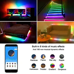 Ws2812b LED-Lichtstreifen Rgbic adressierbare Weihnachtslichterkette mit Sp511e WiFi Smart APP Musik LED-Controller DC5V Kit
