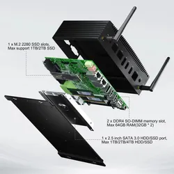 Ordinateur de bureau industriel Hystou 16GB DDR4 routeur pare-feu sans ventilateur Intel Corei3 fabrication CNC silencieuse mini PC robuste