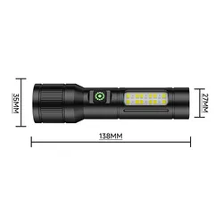 Lanterna LED portátil Helius com zoom, luz COB, recarregável e multifuncional