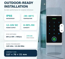 Intelligentes WiFi Tuya wasserdichtes Fingerabdruck-RFID-Zugangskontrollsystem