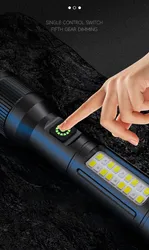 Lanterna LED portátil Helius com zoom, luz COB, recarregável e multifuncional