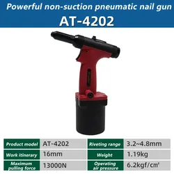 Ferramenta Básica de Rebitagem at-4202 Poderosa Pistola de Rebitagem Pneumática Sem Rebitagem para Pregos